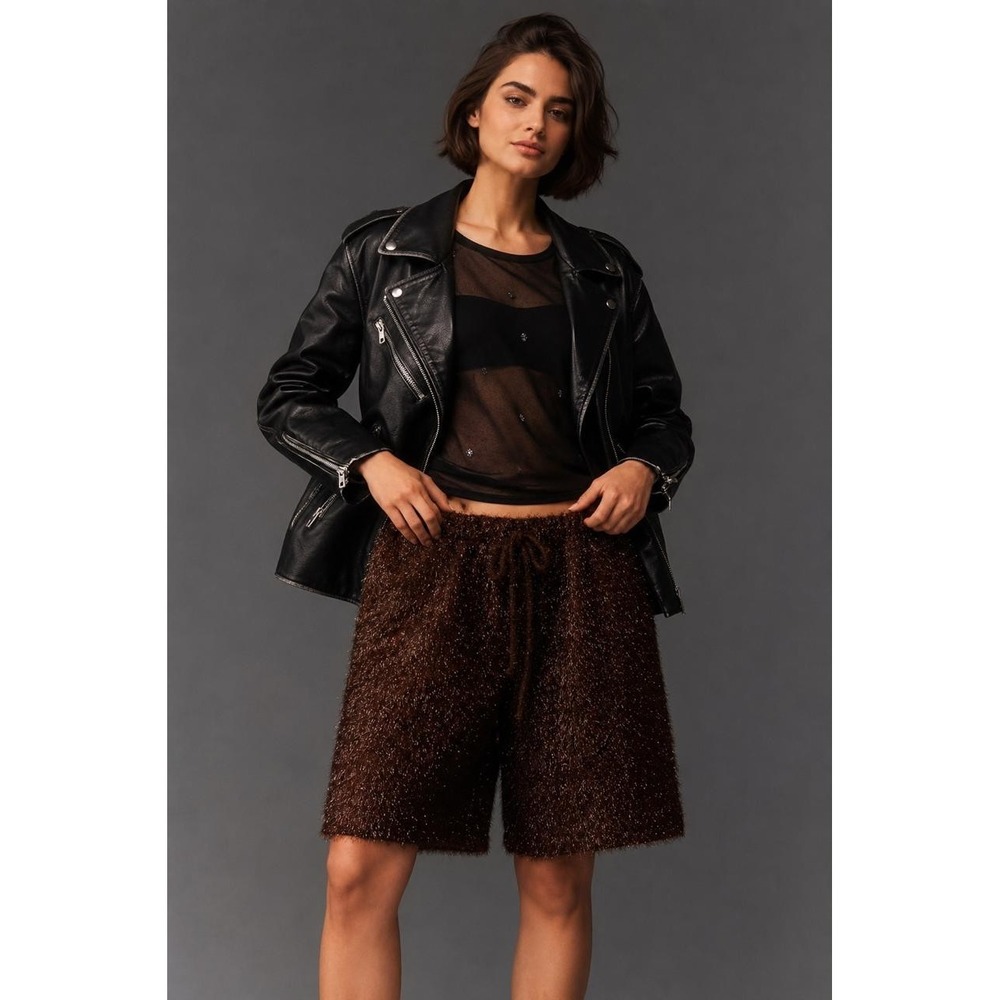 ANTHROPOLOGIE MAEVE Women's New Long Shorts MEDIUM Tinsel High Rise Pull On - Picture 14 of 16